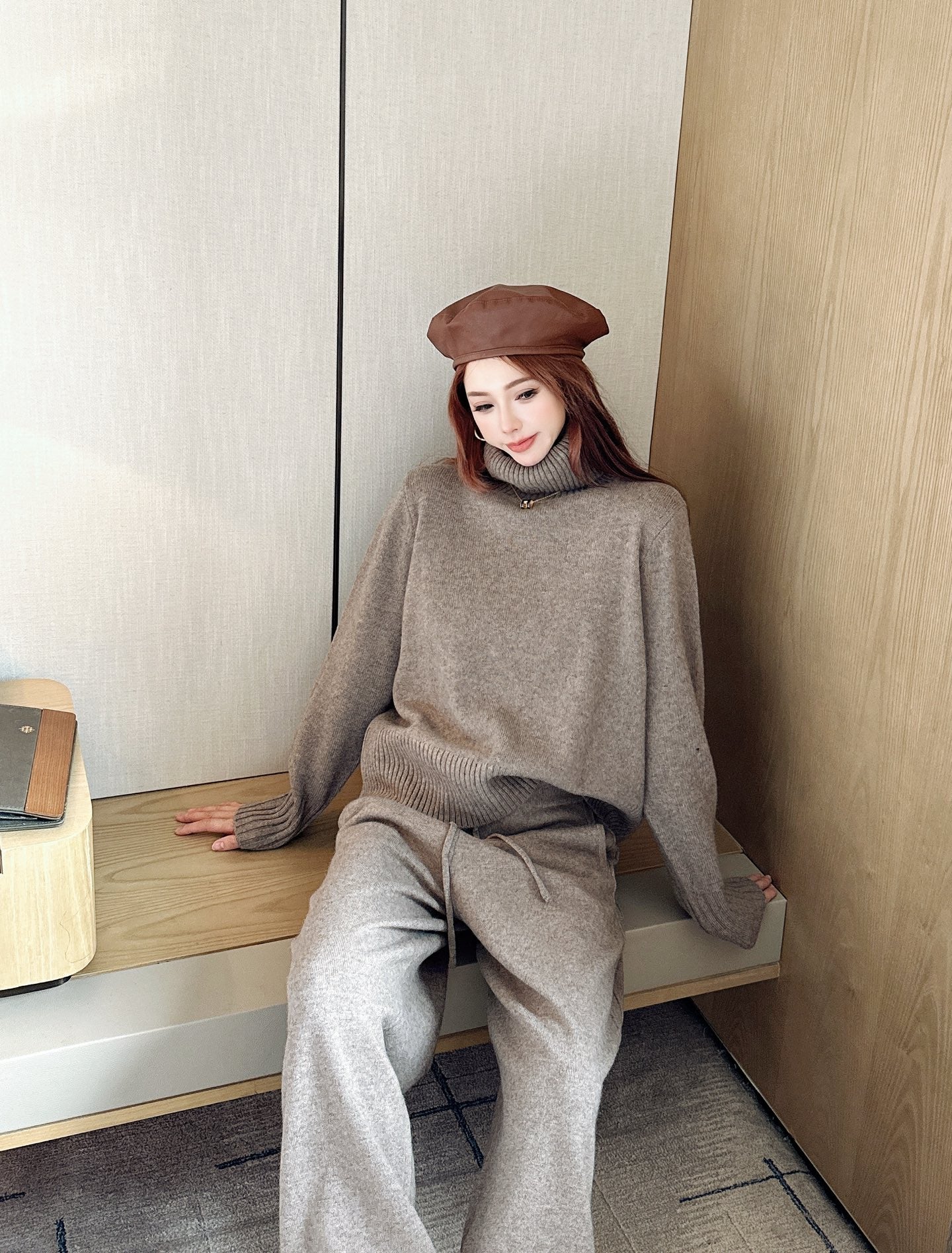 Brun 25fw sweater wide pants set