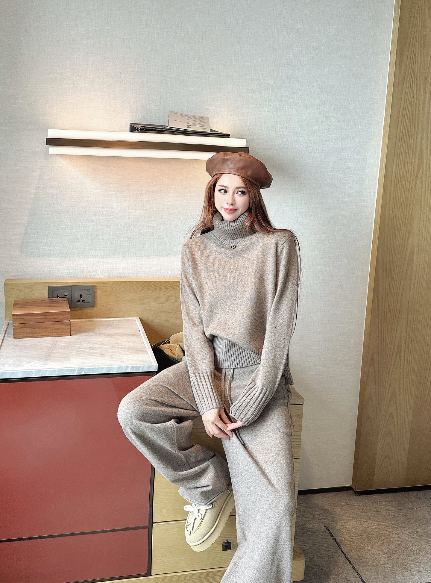 Brun 25fw sweater wide pants set