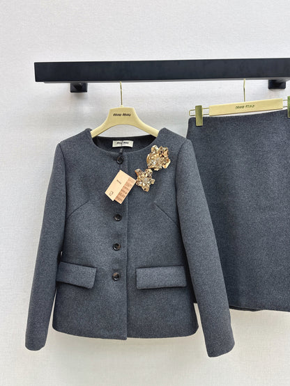Miu 25fw wool jacket skirt set