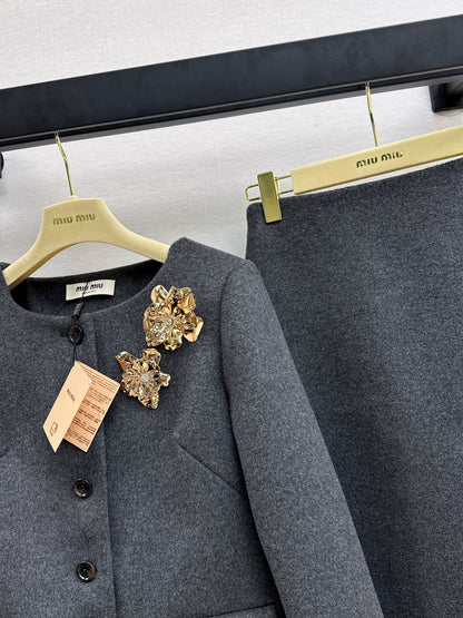 Miu 25fw wool jacket skirt set