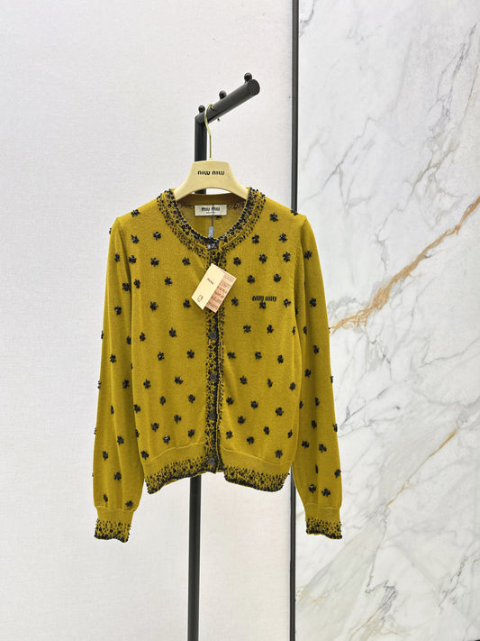 Miu 25fw beading cardigan