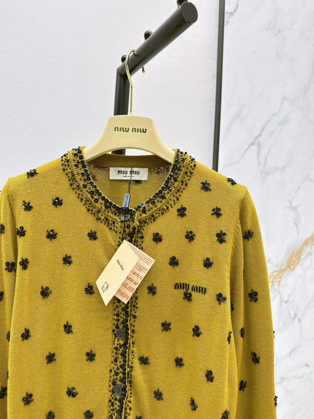 Miu 25fw beading cardigan