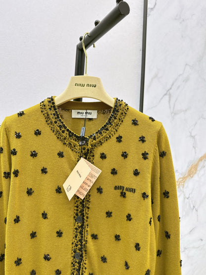Miu 25fw beading cardigan
