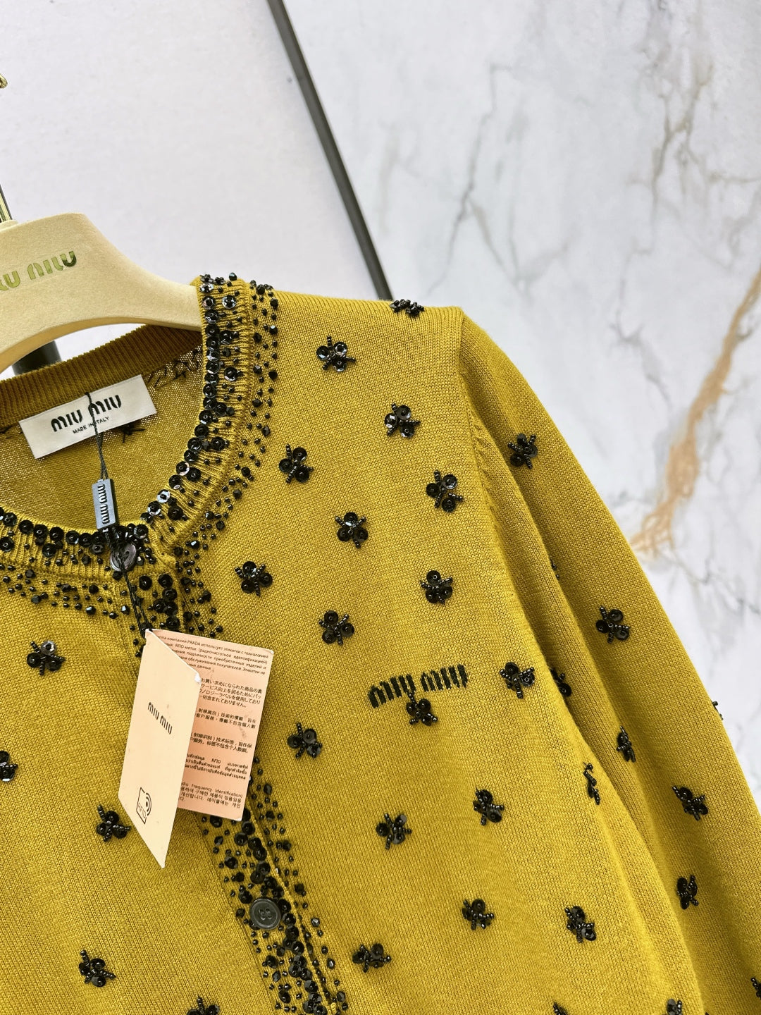 Miu 25fw beading cardigan