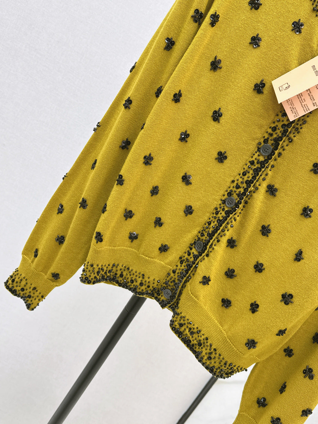 Miu 25fw beading cardigan