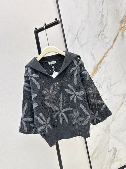 Brun 25fw embroidery sweater