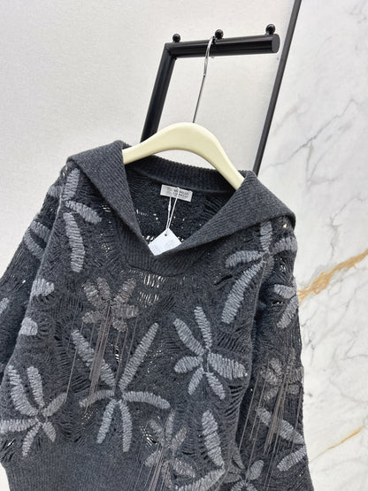 Brun 25fw embroidery sweater