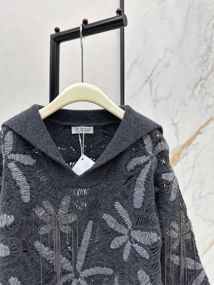 Brun 25fw embroidery sweater