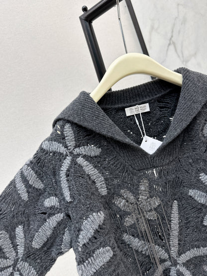 Brun 25fw embroidery sweater