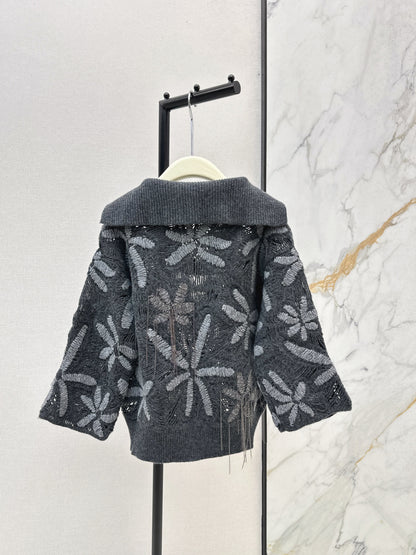 Brun 25fw embroidery sweater