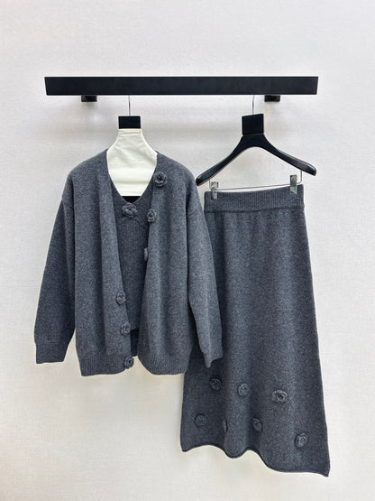 Chan 25fw vest cardigan skirt set