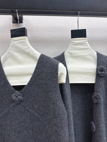 Chan 25fw vest cardigan skirt set