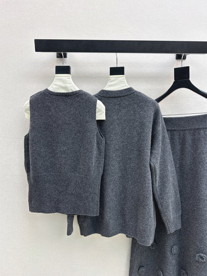 Chan 25fw vest cardigan skirt set