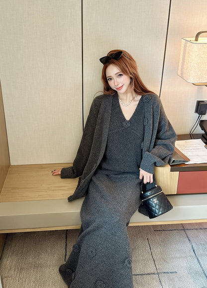 Chan 25fw vest cardigan skirt set
