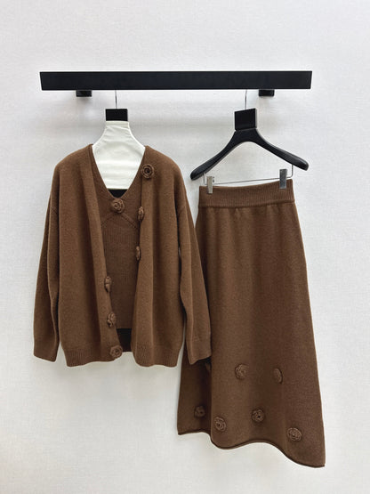 Chan 25fw vest cardigan skirt set