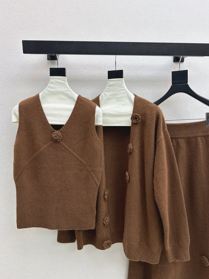 Chan 25fw vest cardigan skirt set