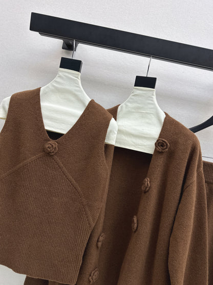 Chan 25fw vest cardigan skirt set