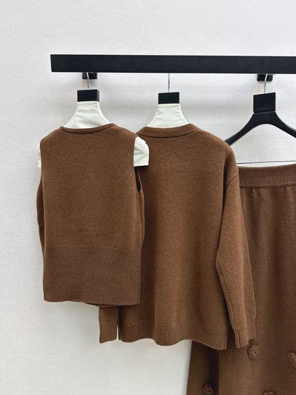 Chan 25fw vest cardigan skirt set