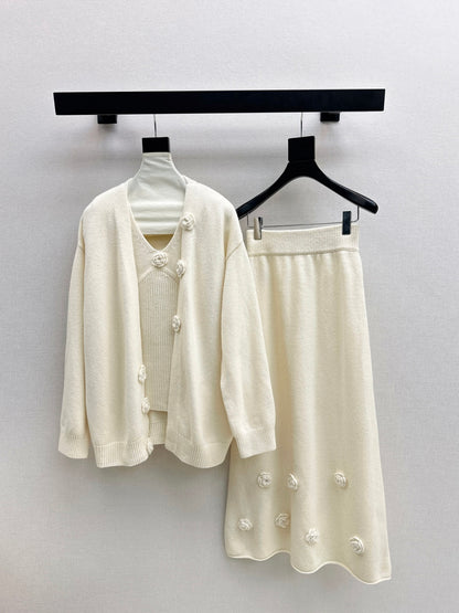 Chan 25fw vest cardigan skirt set