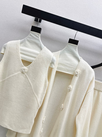 Chan 25fw vest cardigan skirt set