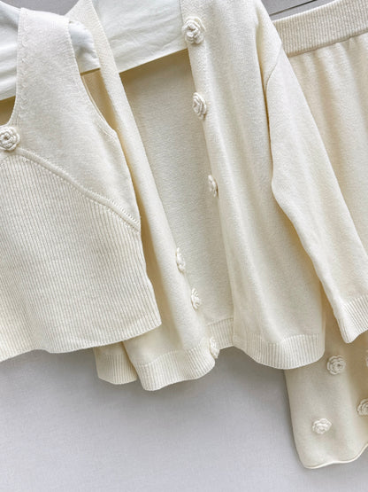 Chan 25fw vest cardigan skirt set