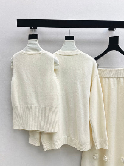 Chan 25fw vest cardigan skirt set