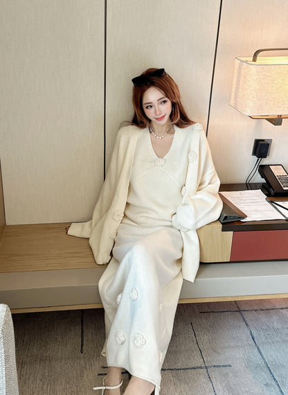 Chan 25fw vest cardigan skirt set