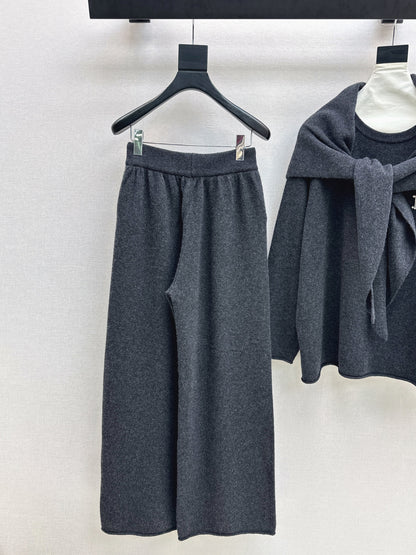 Max 25fw wool sweater+shawl wraps pants sets