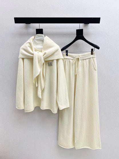 Max 25fw wool sweater+shawl wraps pants sets