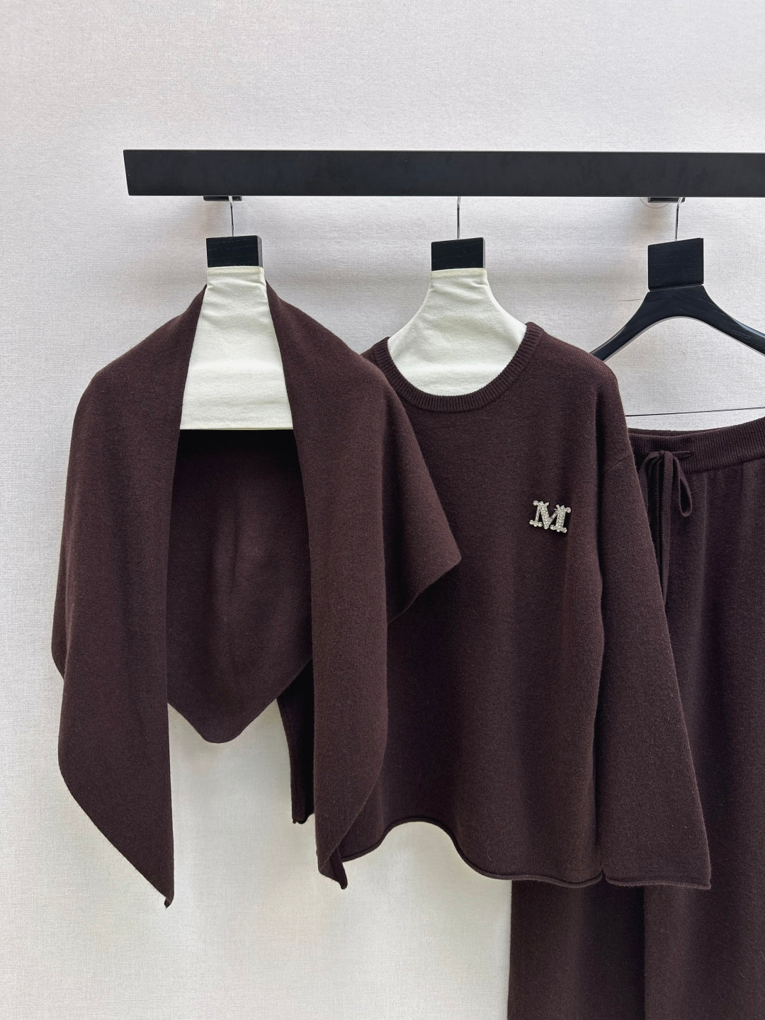 Max 25fw wool sweater+shawl wraps pants sets