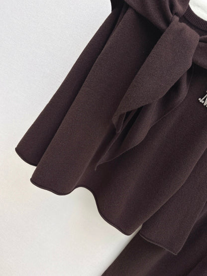 Max 25fw wool sweater+shawl wraps pants sets
