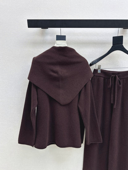 Max 25fw wool sweater+shawl wraps pants sets