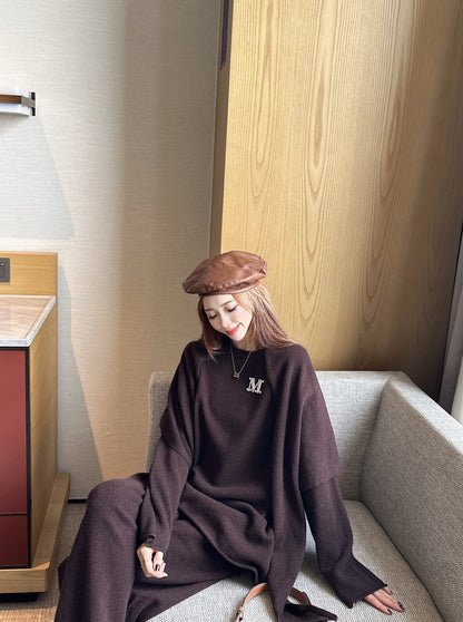 Max 25fw wool sweater+shawl wraps pants sets