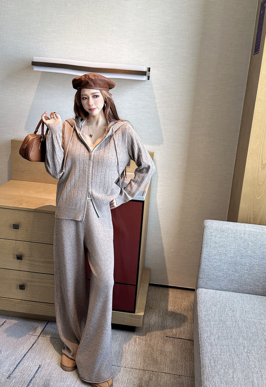 Loro 25fw knit cardigan pants set