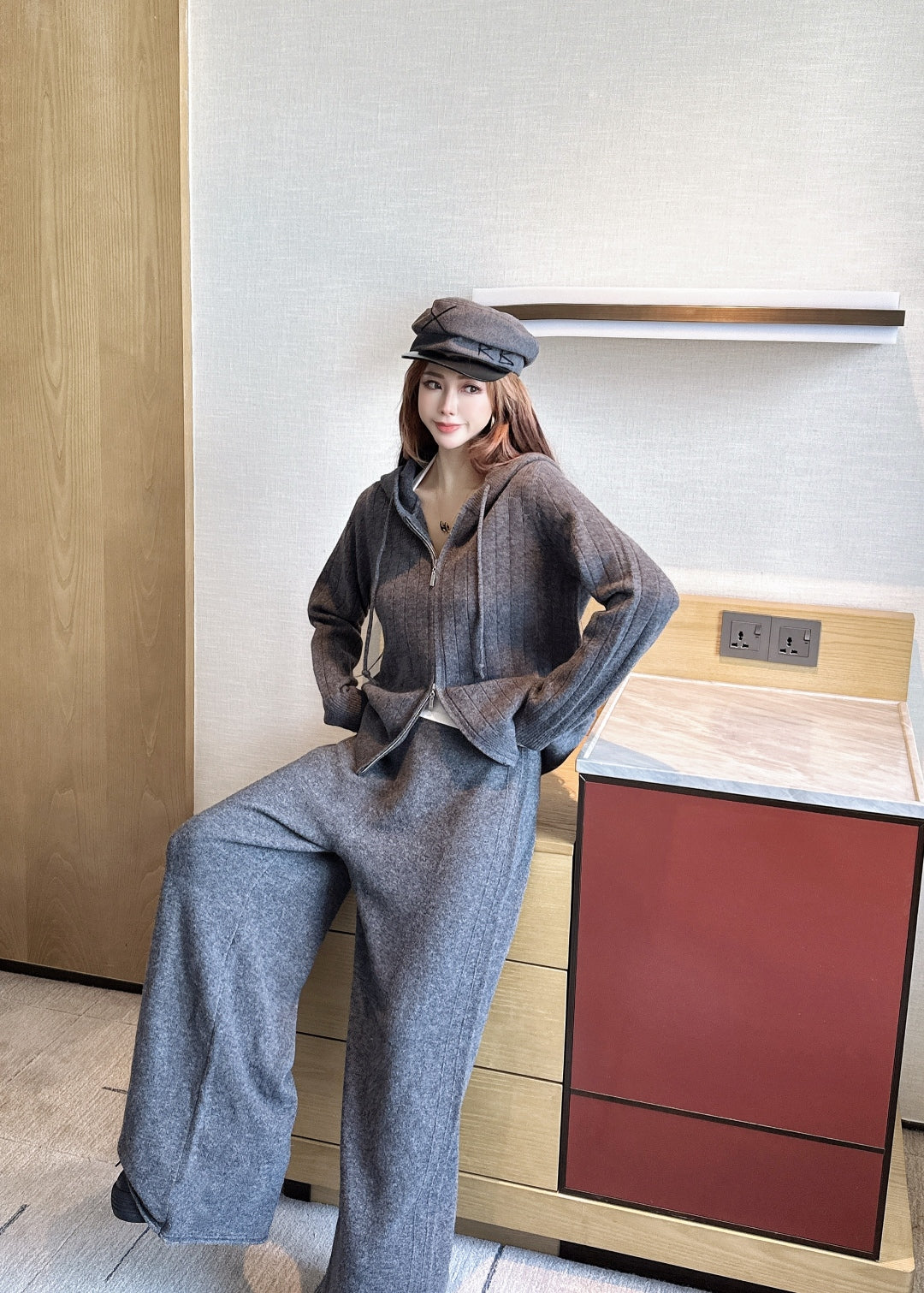 Loro 25fw knit cardigan pants set