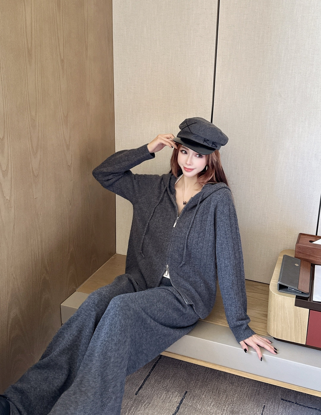 Loro 25fw knit cardigan pants set