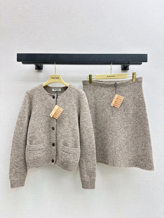 Miu 25fw knit cardigan skirt set