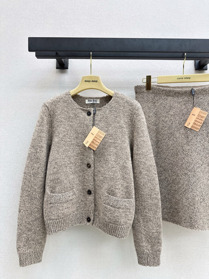 Miu 25fw knit cardigan skirt set