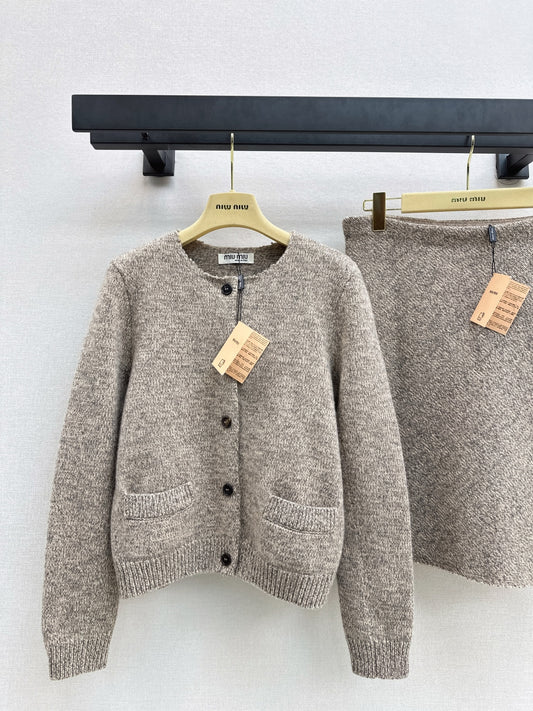 Miu 25fw knit cardigan skirt set