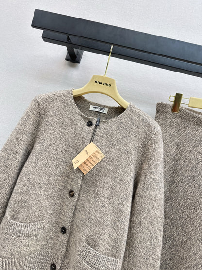 Miu 25fw knit cardigan skirt set