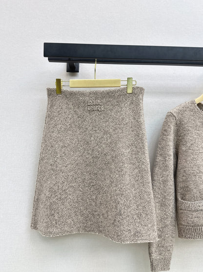 Miu 25fw knit cardigan skirt set