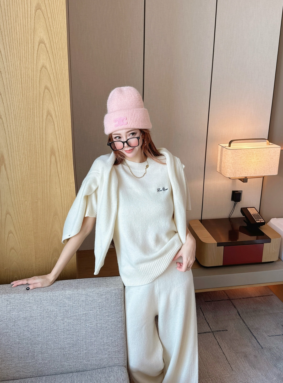 Loro 25fw knit sweater cardigan pants set