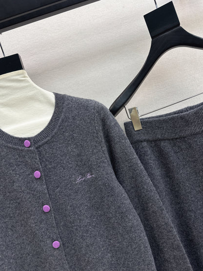 Loro 25fw knit sweater cardigan pants set
