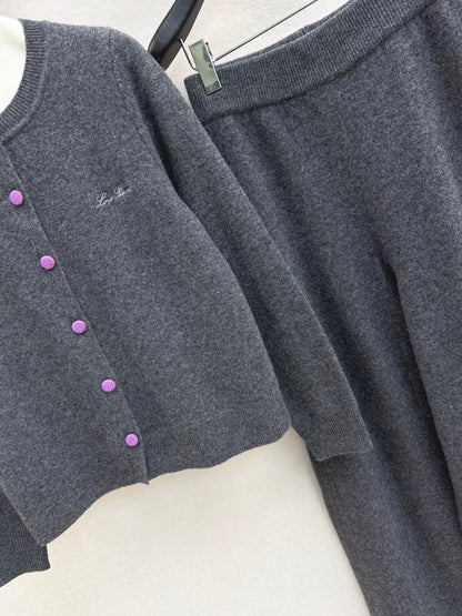 Loro 25fw knit sweater cardigan pants set