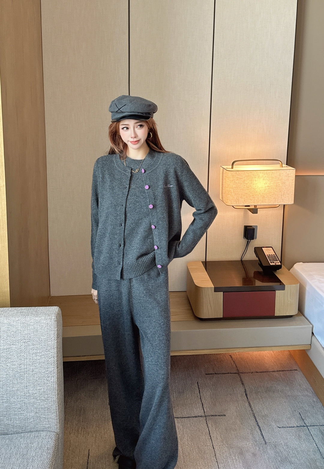 Loro 25fw knit sweater cardigan pants set