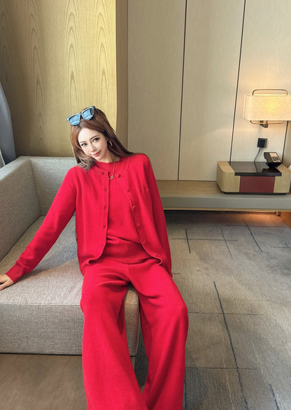 Loro 25fw knit sweater cardigan pants set