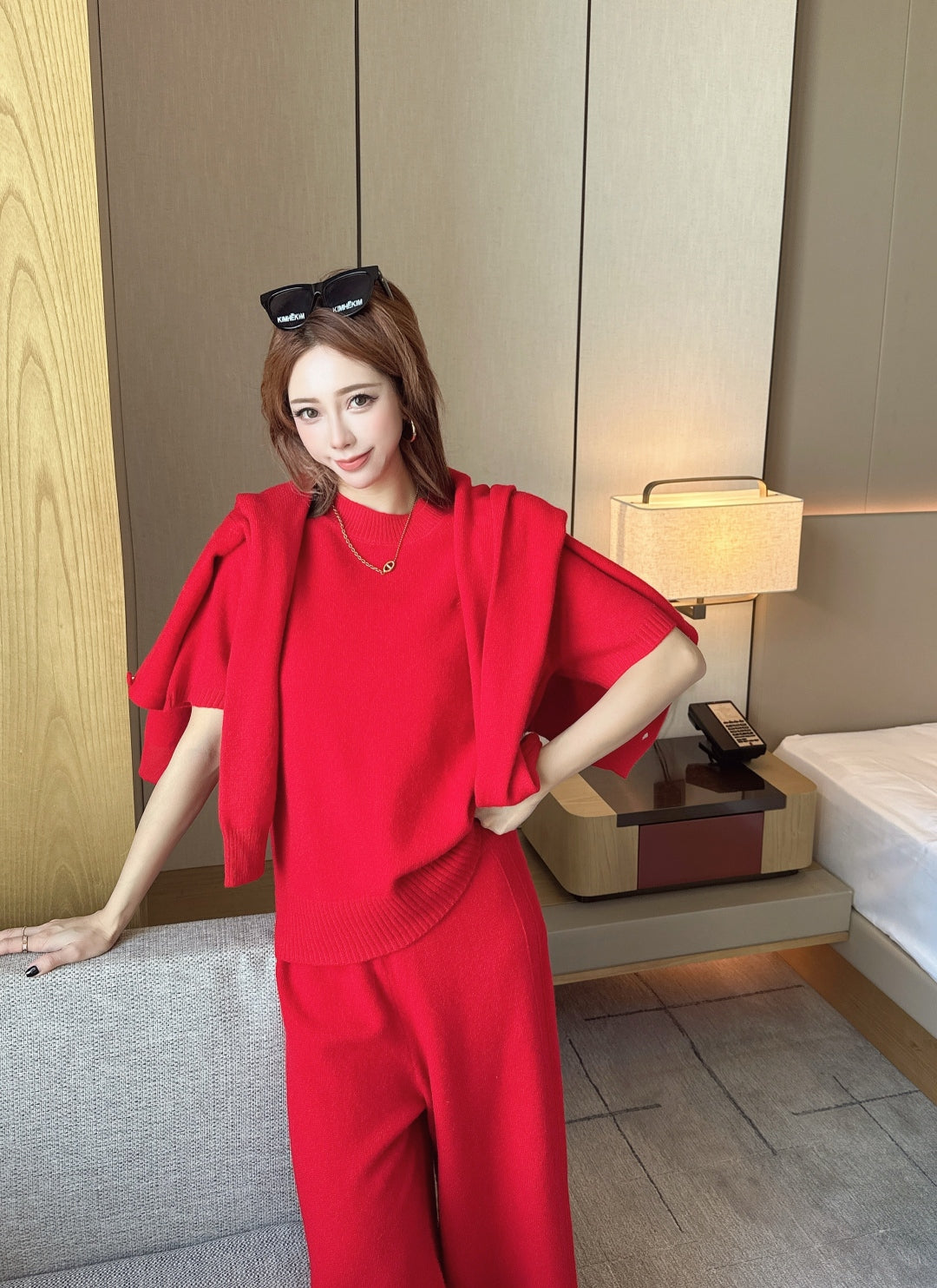 Loro 25fw knit sweater cardigan pants set