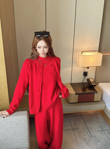 Loro 25fw knit sweater cardigan pants set