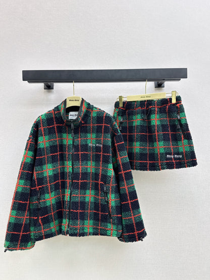 Miu 25fw fleece jacket skirt