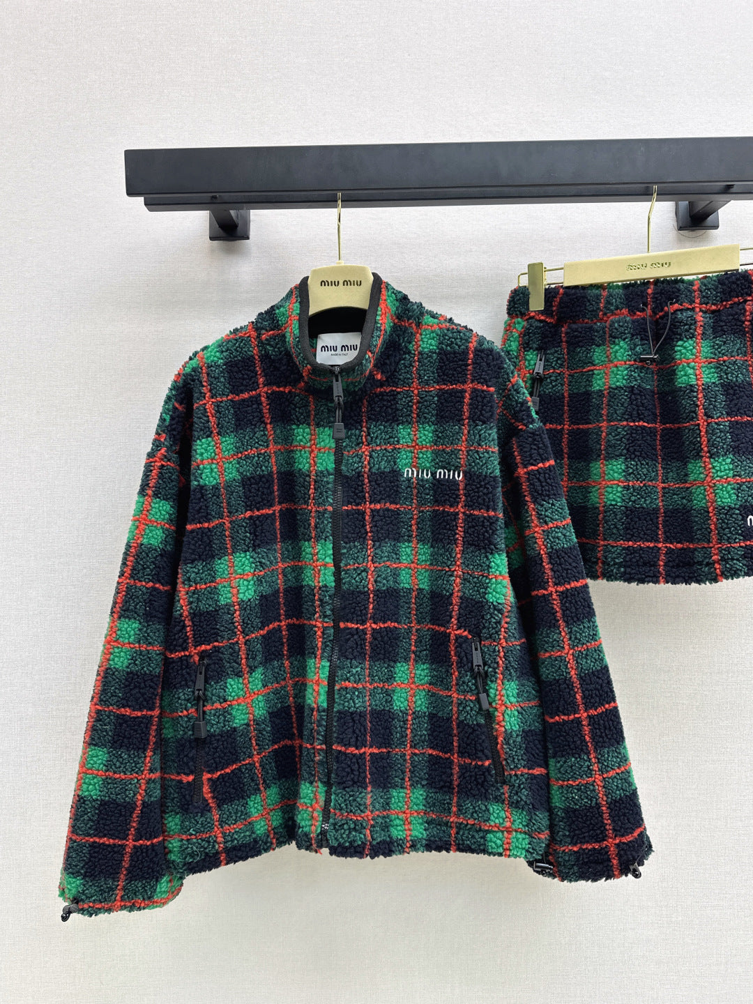 Miu 25fw fleece jacket skirt